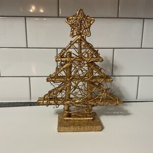 VTG Wood Twig Gold Christmas Tree